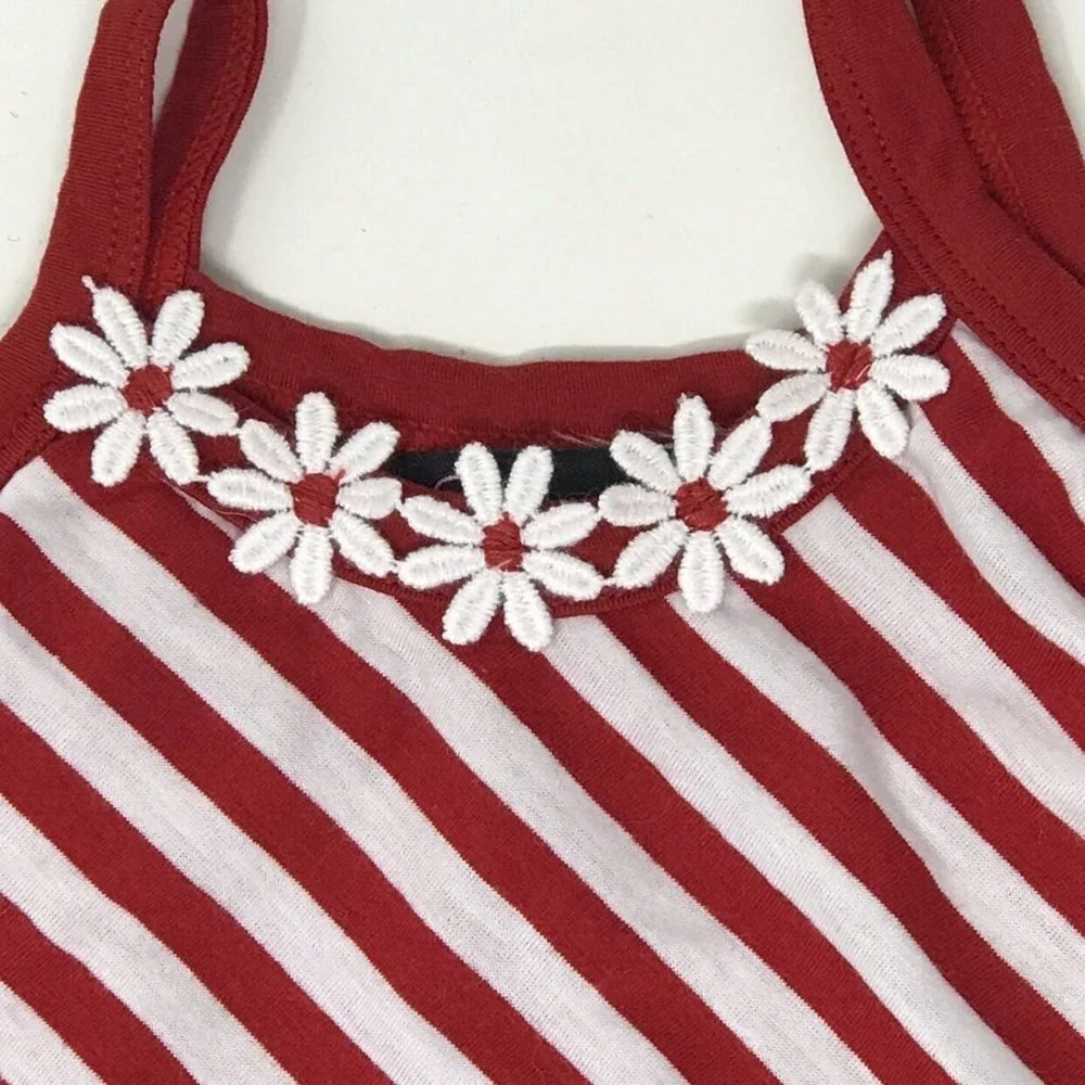 Fuzzy Wuzzy Baby Girls Red White Striped Ruffle Sleeveless Dress NEW